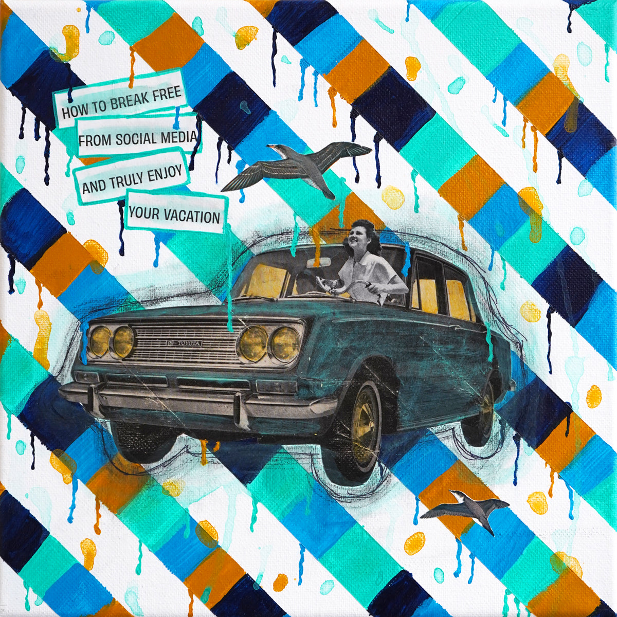 Break Free surreal vintage collage art print by Fractured Curio