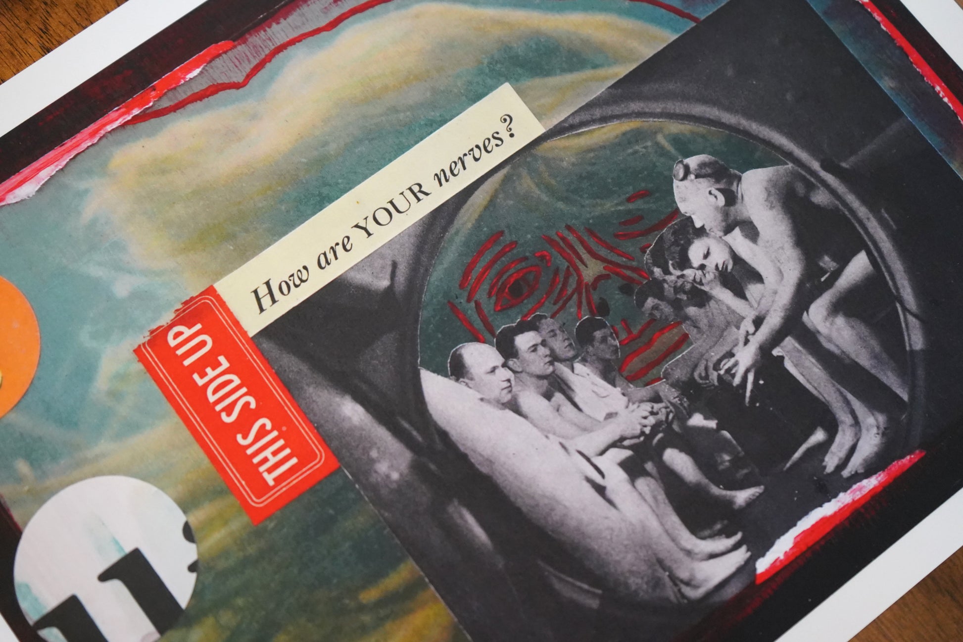 Collage artwork with text 'How are your nerves?' 