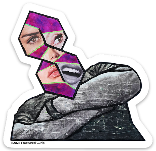 Sticker of a person  with geometric 'cool s' face design 